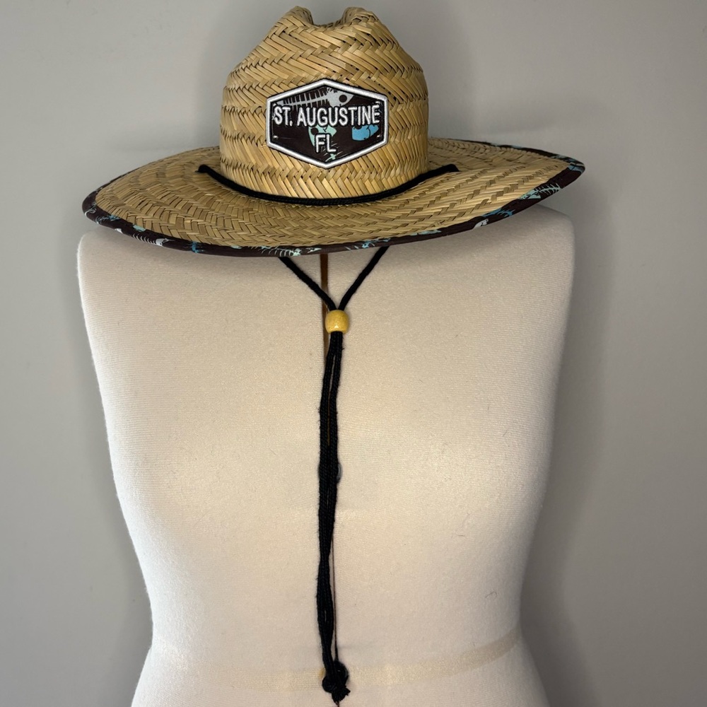 St. Augustine FL Straw Sun Hat with Chin Cord